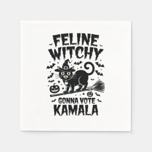 Serviette En Papier Feline Witchy votera Kamala Halloween