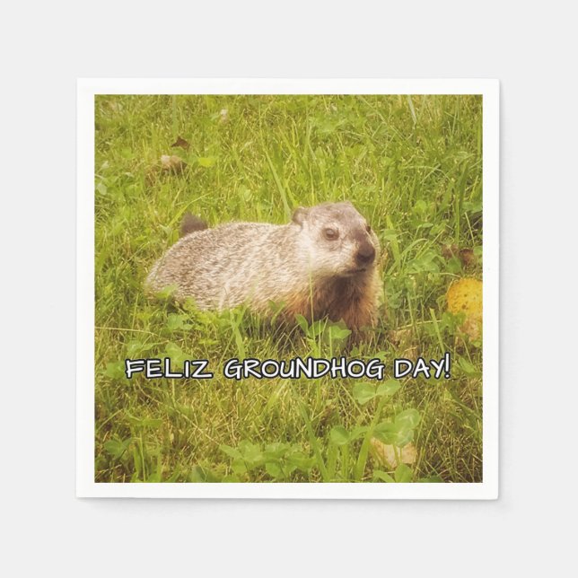Serviette En Papier Feliz Groundhog Day! serviettes (Devant)