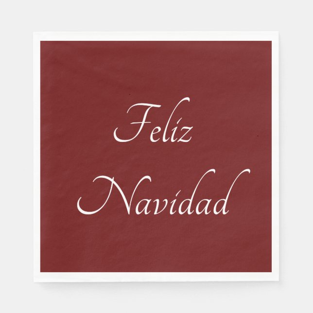 Serviette En Papier Feliz Navidad Festive de Noël Fiesta Rouge (Devant)