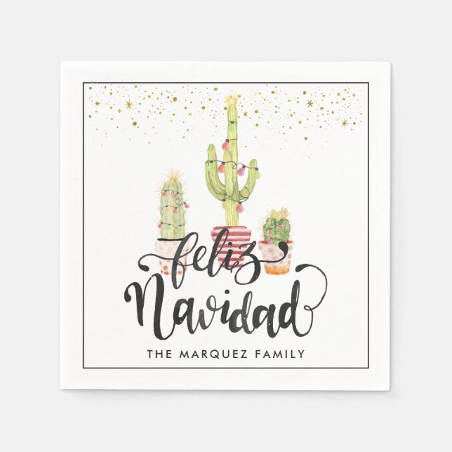 Serviette En Papier Feliz Navidad | Fête de Noël personnalisée (Devant)