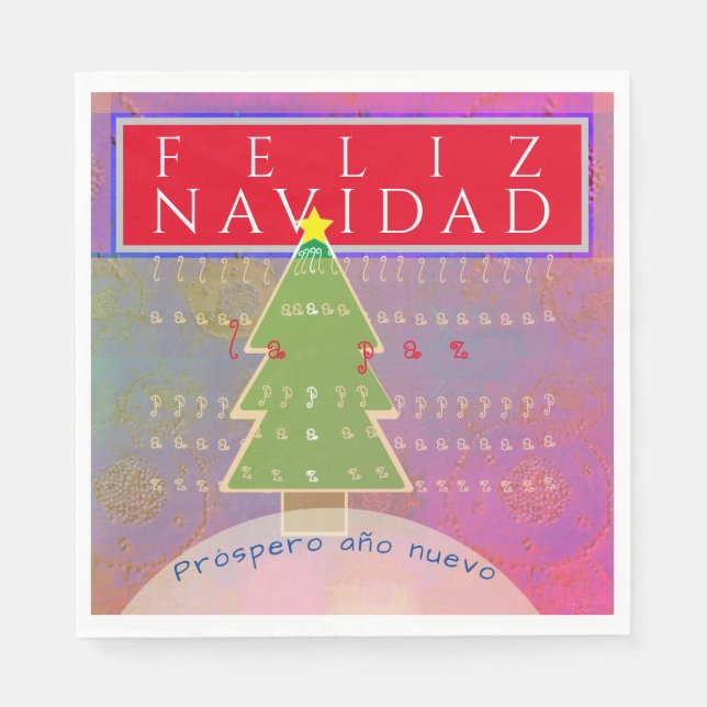 Serviette En Papier "Feliz Navidad" Message court personnalisé Noël (Devant)