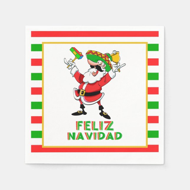 Serviette En Papier Feliz Navidad Mexique Noël Père Noël (Devant)