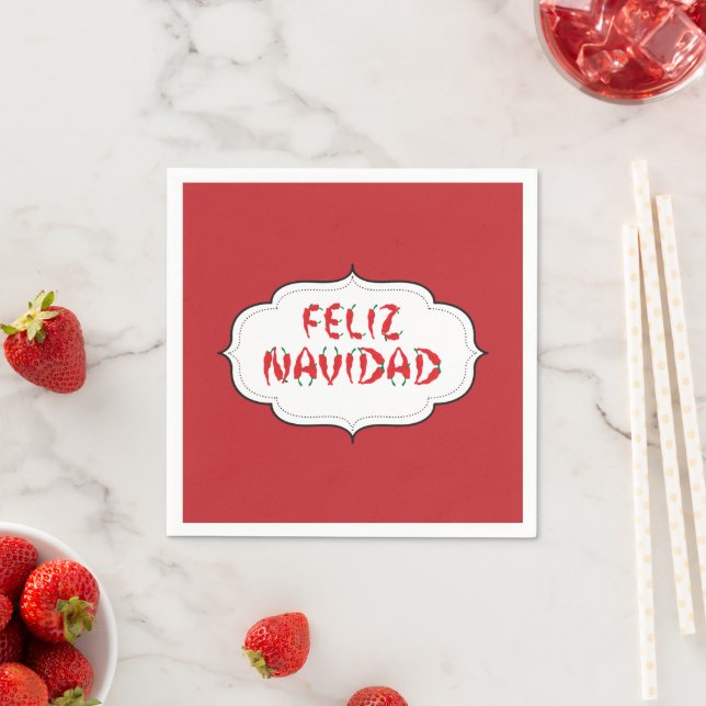 Serviette En Papier Feliz Navidad Red Chile Pepper (En situation)