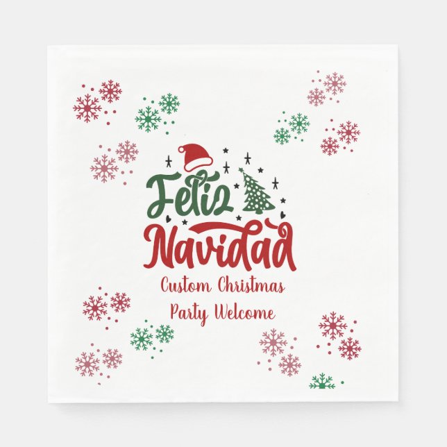 Serviette En Papier Feliz Navidad Spanish Joyeux Noël (Devant)