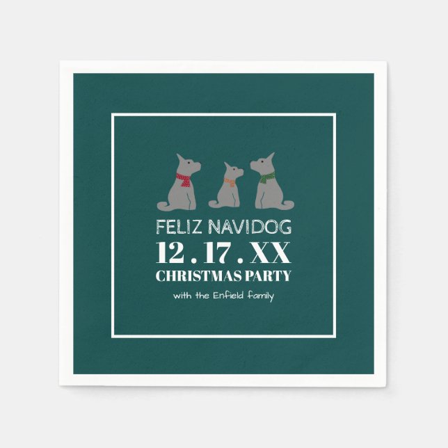 Serviette En Papier Feliz Navidog, Noël à l'espagnol (Devant)