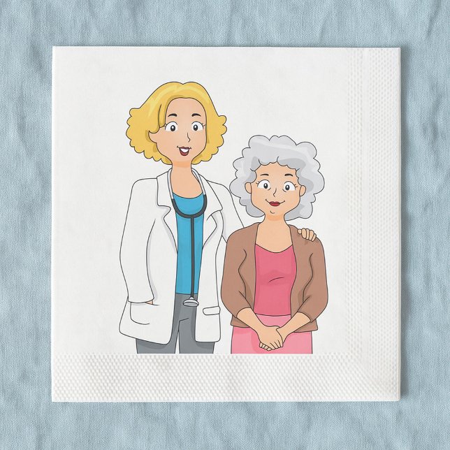 Serviette En Papier Female Doctor with Senior Woman Patient (Créateur téléchargé)