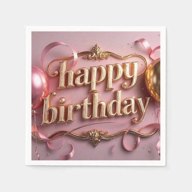 Serviette En Papier Féminin anniversaire luxueux élégant extravagant (Devant)