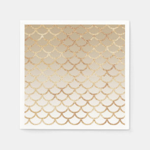 Serviette En Papier Féminin et glamour ombré or sirène paillettes scin