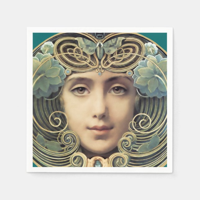 Serviette En Papier Feminine Nouveau Beauté Vintage (Devant)