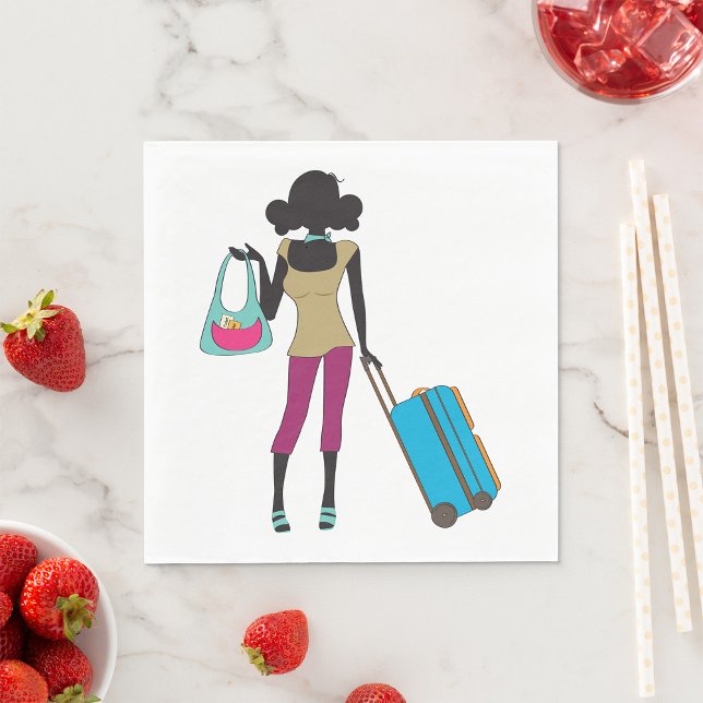 Serviette En Papier Femme Avec Une Valise (Créateur téléchargé)