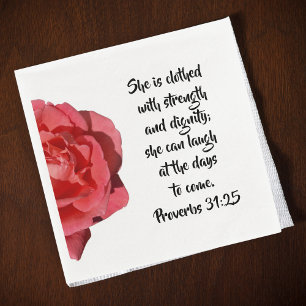 Serviette En Papier Femme chrétienne Red Rose Proverbes 31:25