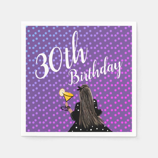 Serviette En Papier Femme Cocktail Mode Beauté 30 ans  (Devant)