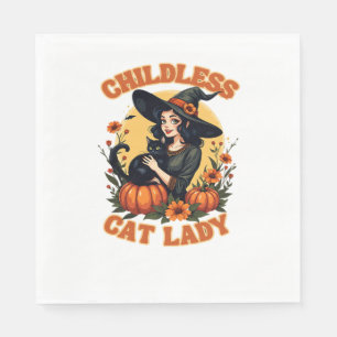 Serviette En Papier Femme de chat sans enfant sorcière - drôle chatte