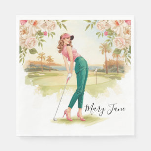Serviette En Papier Femme de golf sur un parcours de golf