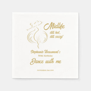 Serviette En Papier Femme Drôle Or Milieu de Vie Encore Chaud 50e Anni