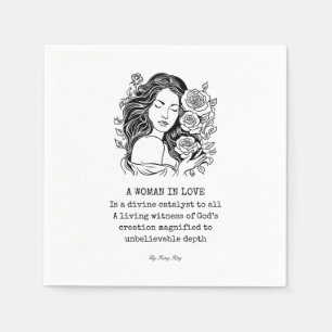 Serviette En Papier Femme en amour Poème, Noir et Blanc avec des roses