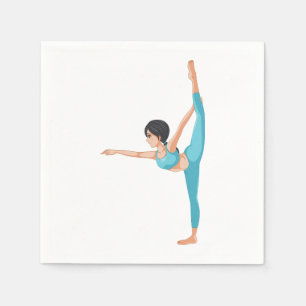 Serviette En Papier Femme en posture de danseuse de yoga s'étirant