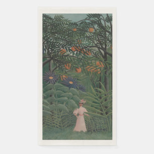 Serviette En Papier Femme marchant dans une forêt exotique, Henri Rous