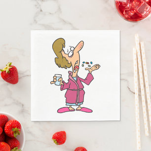 Serviette En Papier Femme prenant des pilules