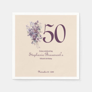 Serviette En Papier Femme Unique Fleur de Prune Crème 50e Anniversaire