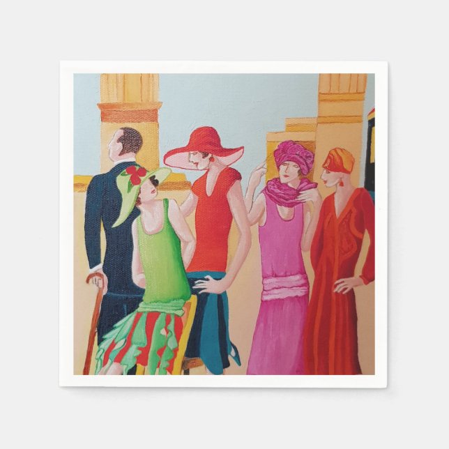 Serviette En Papier Femmes Art Déco  (Devant)