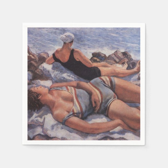 Serviette En Papier Femmes bronzage sur la plage (par Serebriakova) (Devant)