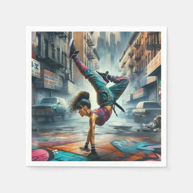 Serviette En Papier Femmes en action de Breakdancer Silhouette de New  (Devant)