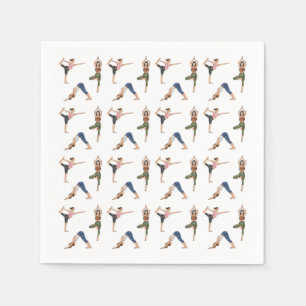 Serviette En Papier Femmes en postures de yoga s'étirant motif de séan
