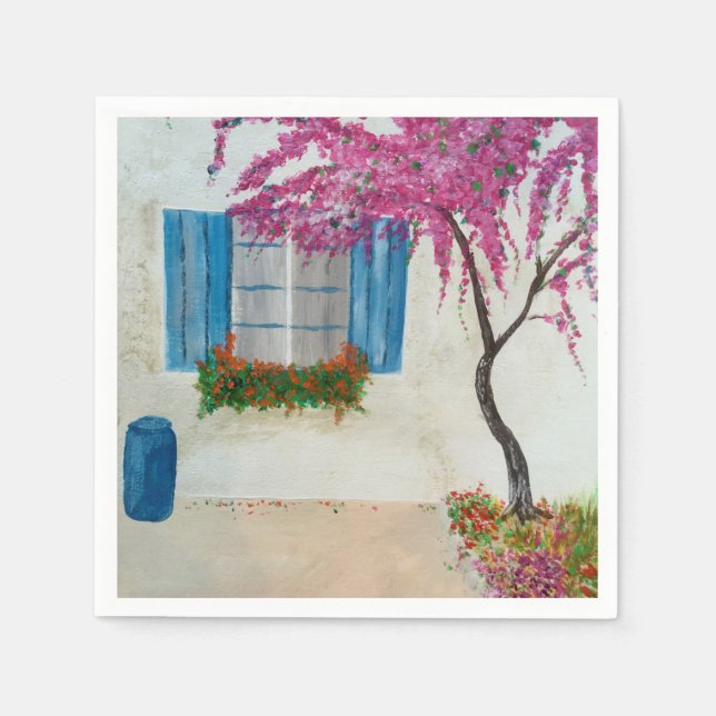 Serviette En Papier Fenêtre grecque (Devant)