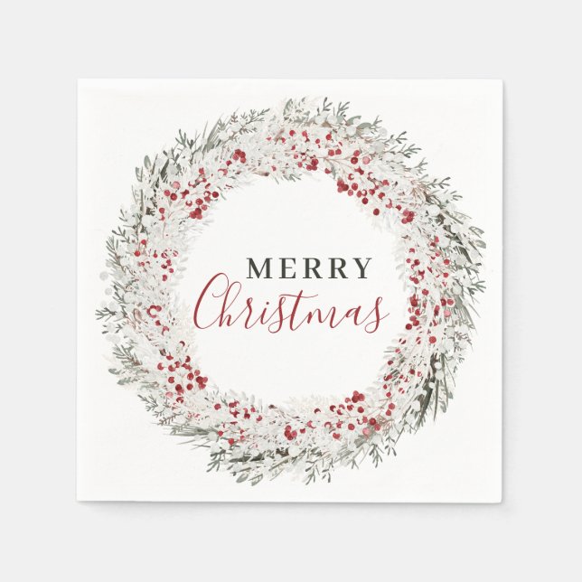 Serviette En Papier Fer d'aquarelle de Noël (Devant)