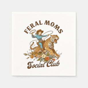 Serviette En Papier Feral Mom Social Club Funny Retro Boho Cowgirl