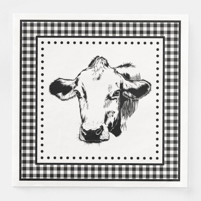 Serviette En Papier Ferme à carreaux de vache (Devant)