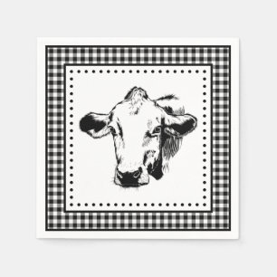 Serviette En Papier Ferme à carreaux de vache