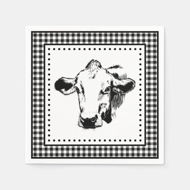 Serviette En Papier Ferme à carreaux de vache (Devant)