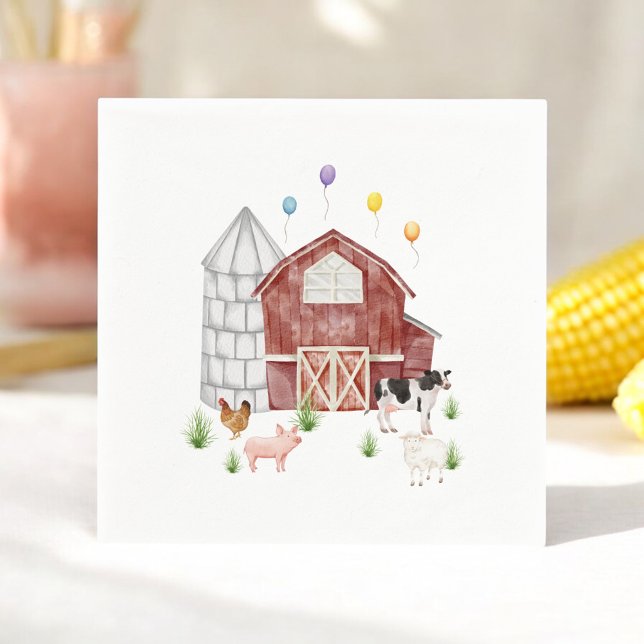 Serviette En Papier Ferme Barnyard Animaux de ferme fête d'anniversair (Créateur téléchargé)