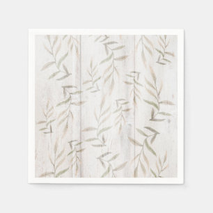 Serviette En Papier Ferme Botanique Blanc Bois Noir Rustique Feuilles