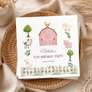 Serviette En Papier Ferme d'animaux à l'aquarelle Fête d'anniversaire