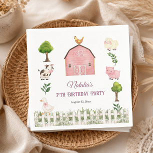 Serviette En Papier Ferme d'animaux à l'aquarelle pour une fête d'anni