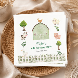 Serviette En Papier Ferme d'animaux à l'aquarelle pour une fête d'anni
