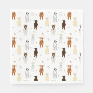 Serviette En Papier Ferme d'animaux mignons chèvres