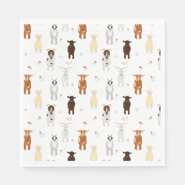 Serviette En Papier Ferme d'animaux mignons chèvres (Devant)