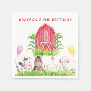 Serviette En Papier Ferme d'aquarelle Cute personnalisée Anniversaire