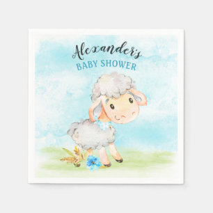 Serviette En Papier Ferme de Baby shower de moutons pour garçons d'aq
