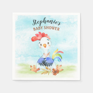 Serviette En Papier Ferme de Baby showers Watercolor Rooster