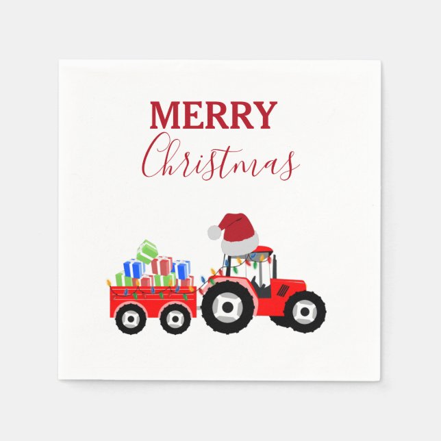 Serviette En Papier Ferme de camions Red Christmas Truck (Devant)