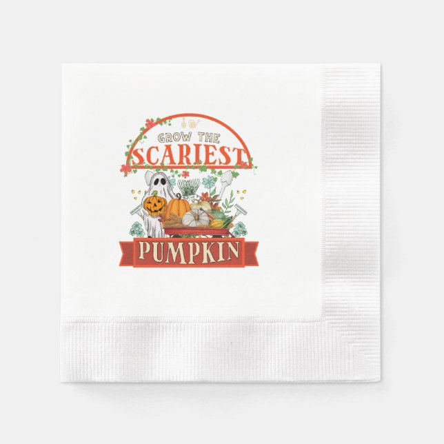 Serviette En Papier Ferme de citrouilles Halloween (Devant)