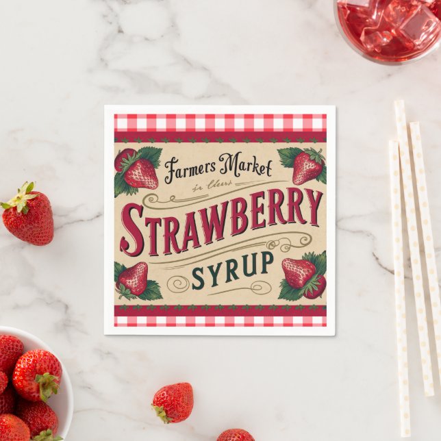 Serviette En Papier Ferme de fraises (En situation)