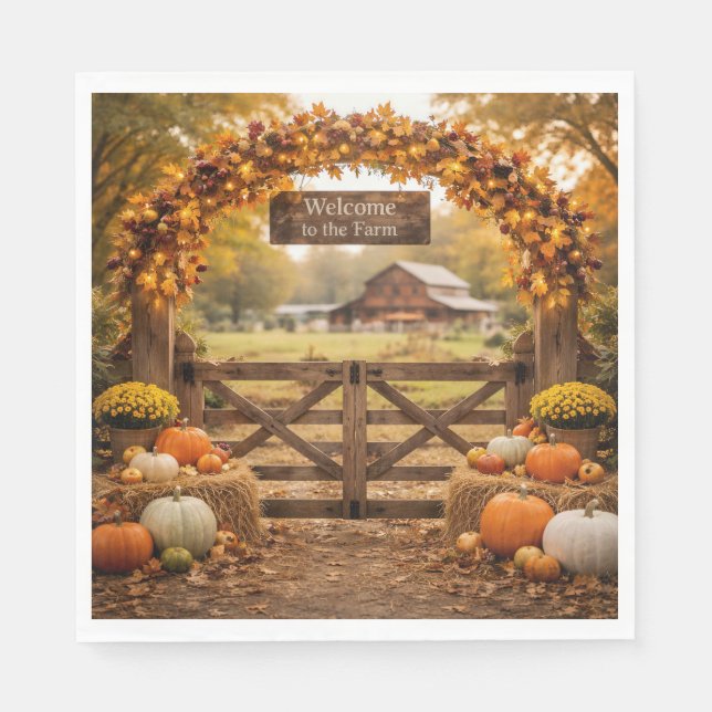 Serviette En Papier Ferme de Thanksgiving (Devant)