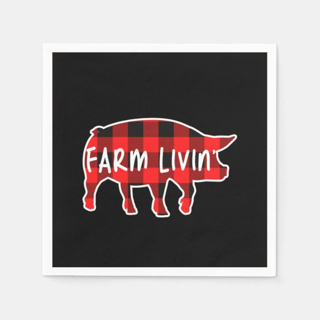 Serviette En Papier Ferme Livin Cochon Famer Cochon Animaux Animaux An (Devant)