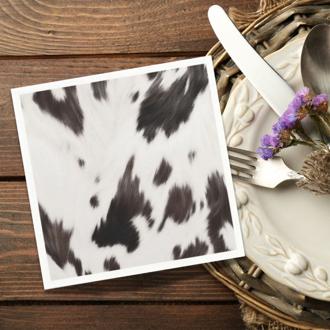 Serviette En Papier Ferme Ranch Rustique Cuir de Vache Pays Occidental (Rustic Ranch Farm Cow Hide Country Western Party Napkins)